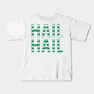 Hail Hail, Glasgow Celtic Football Club Green and White Striped Text Design Kids T-Shirt